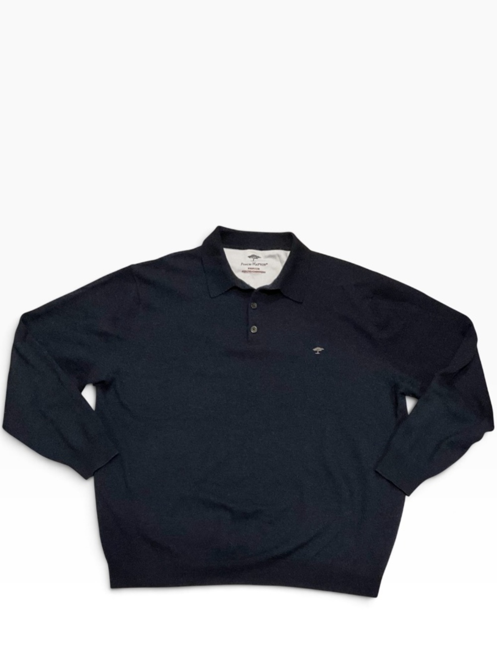 Fynch-Hatton Merino Cashmere Long Sleeve Knitted Polo Blue Size 2xl